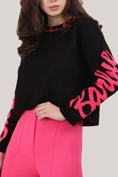 Barbie Baskılı Kadın Kazak 