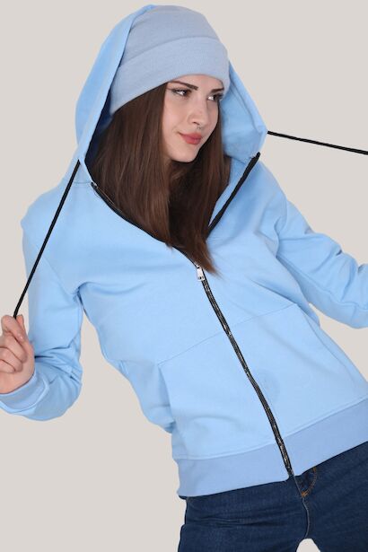 Unisex Fermuarlı Sweat Bebe Mavisi