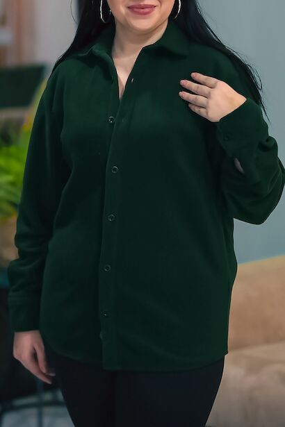 Büyük Beden Düğmeli Polar Gömlek 