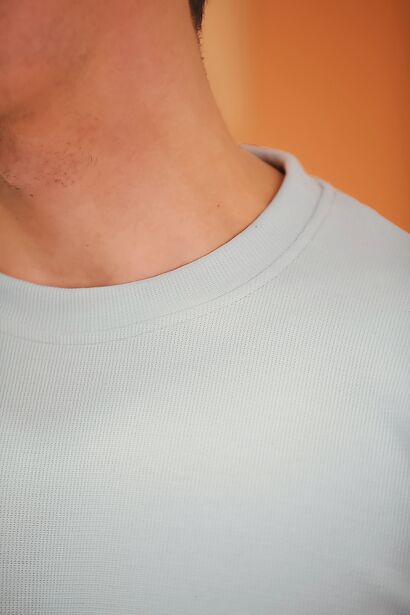 Erkek Bisiklet Yaka Sweat  Gri 4