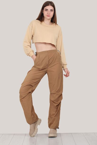 Kadın Paraşüt Pantolon  Camel