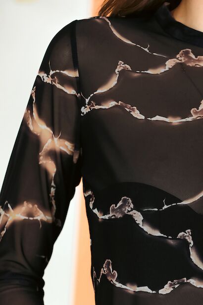 Kadın Transparan Desenli Bluz  Siyah 6