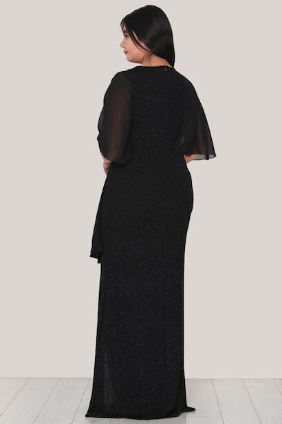 Büyük Beden Simli Uzun Abiye  Siyah 4