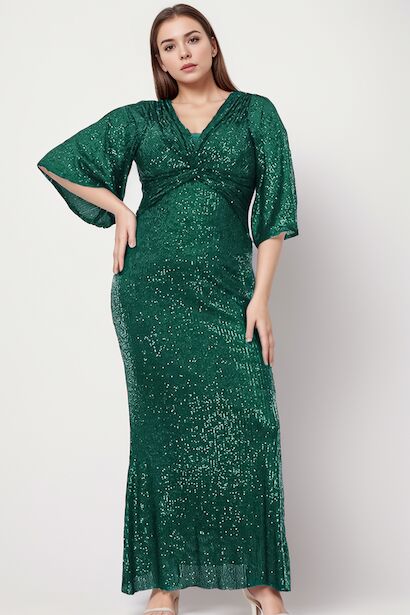 Büyük Beden Pullu Uzun Abiye 