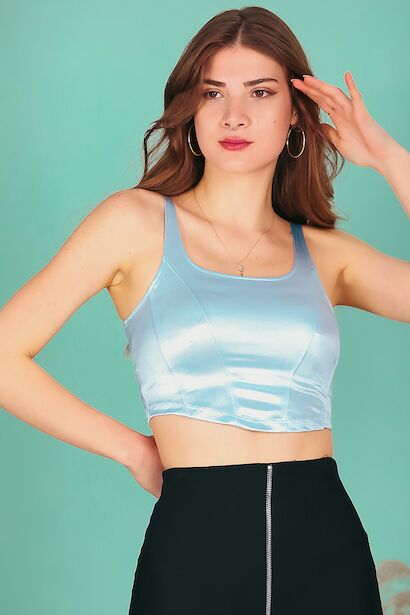 Kadın Saten Büstiyer Bluz 