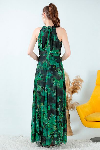 Kadın Tül Uzun Abiye Yeşil 6