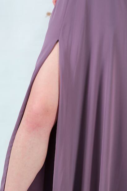 Kadın İp Askılı Şifon Uzun Abiye  Mürdüm 9