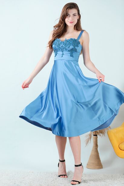 Kadın Midi Boy Saten Abiye 