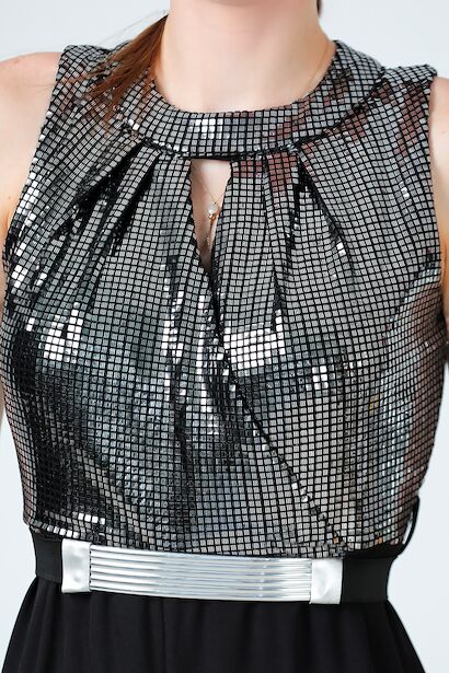 Kadın Pullu Abiye Tulum Siyah 9