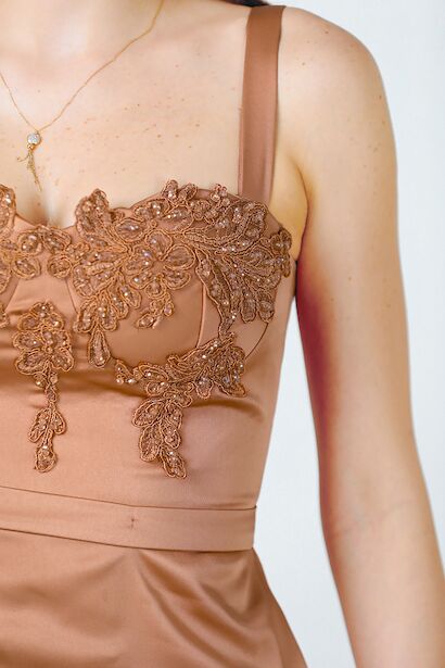 Kadın Saten Kısa Elbise  Gül Kurusu 6