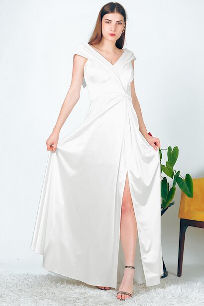 Kadın Saten Uzun Abiye 