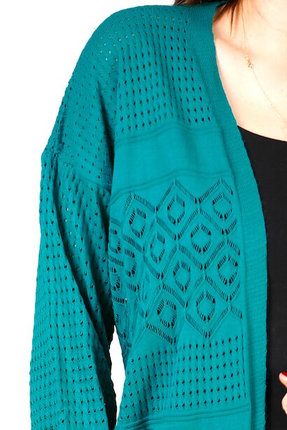 Kadın Delikli Hırka  Petrol 6