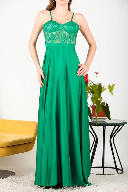 Kadın Transparan Abiye Yeşil 6