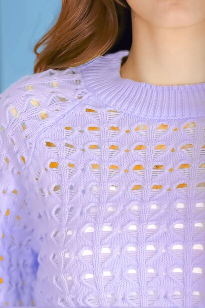 Kadın Kısa Triko Kazak  Lila 6