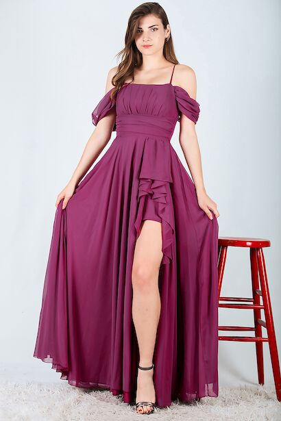 Kadın Şifon Uzun Abiye Elbise 