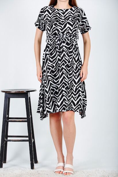 Kadın Viskon Duble Kol Elbise  Siyah 6