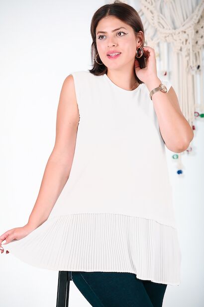 Büyük Beden Eteği Pileli Tunik 