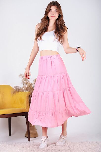 Kadın Fırfırlı Midi Etek 