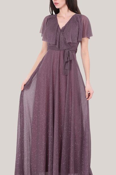 Kadın Simli Uzun Abiye Mürdüm 6