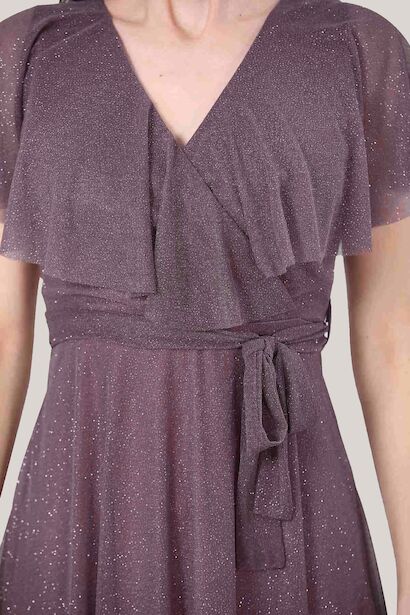 Kadın Simli Uzun Abiye Mürdüm 9