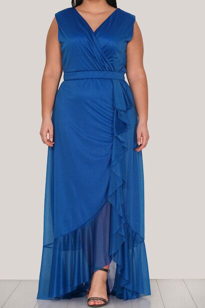 Büyük Beden Uzun Abiye Saks 6