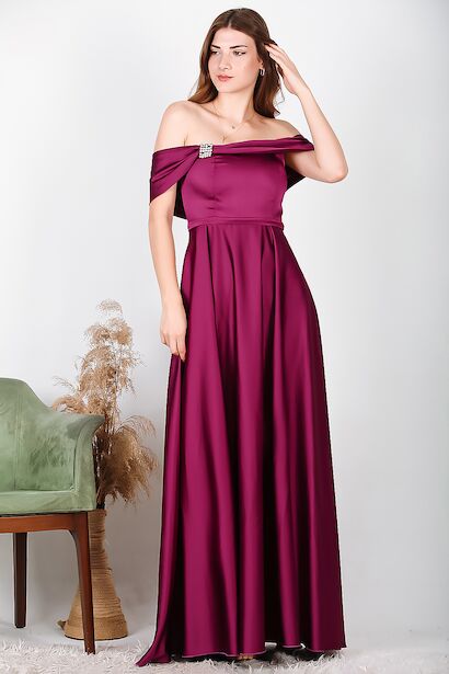 Kadın Taşlı Saten Abiye 