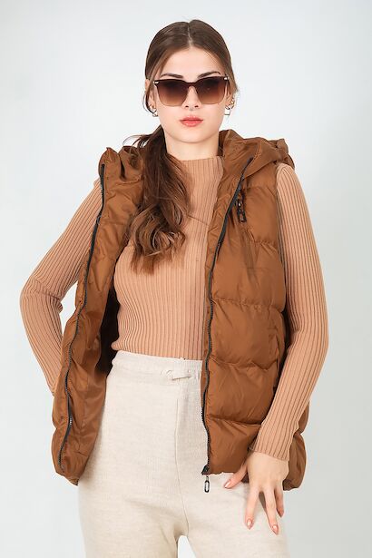 Kadın Kapşonlu Şişme Yelek 