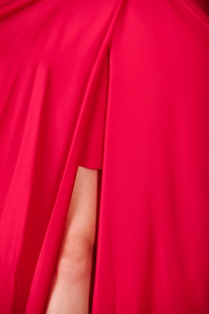 Kadın Uzun Saten Abiye  Kırmızı 9