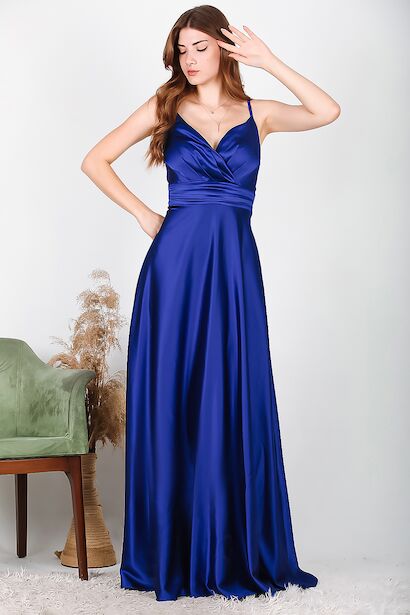 Kadın Uzun Saten Abiye 