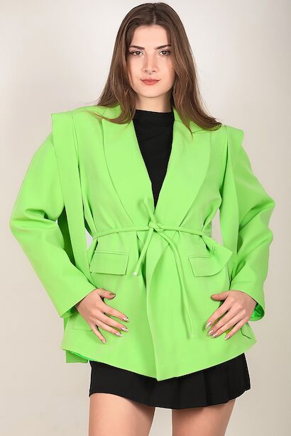 Kadın Omzu Kuşaklı Blazer Ceket 