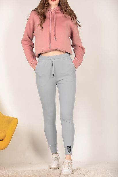 Kadın Paça Lastikli Eşofman Altı  Gri 6