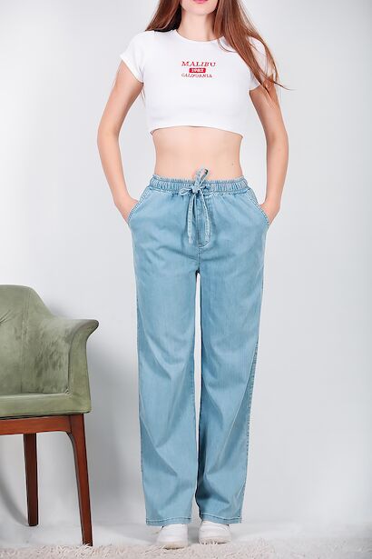 Kadın Bol Paça Pantolon  Kot 6