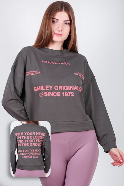 Kadın Ön Ve Arka Baskılı Sweat 