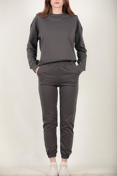 Kadın Paçası Lastikli Oversize Takım  Füme 6