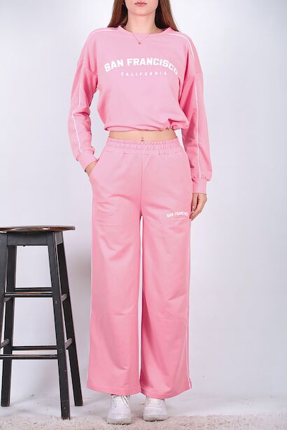 Kadın Ön Baskılı Eşofman Takımı  Pembe 6