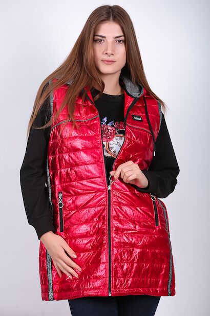 Kadın Parlak Uzun Yelek 