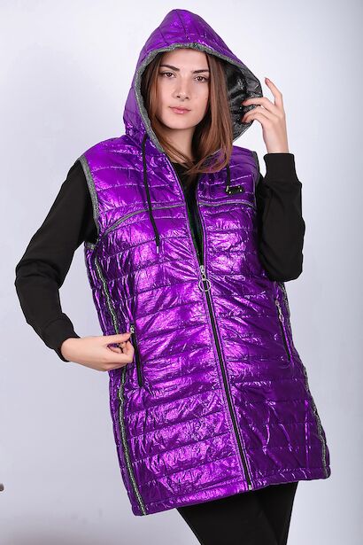 Kadın Parlak Uzun Yelek 