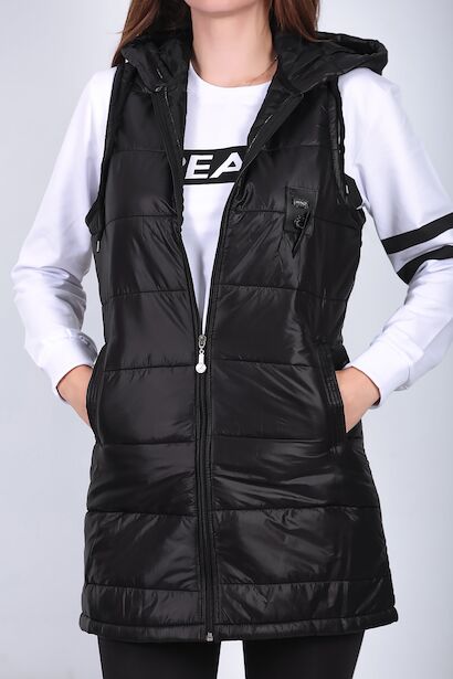 Kadın Parlak Yelek  Siyah 6