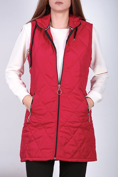 Kadın Kapitone Yelek  Kırmızı 6