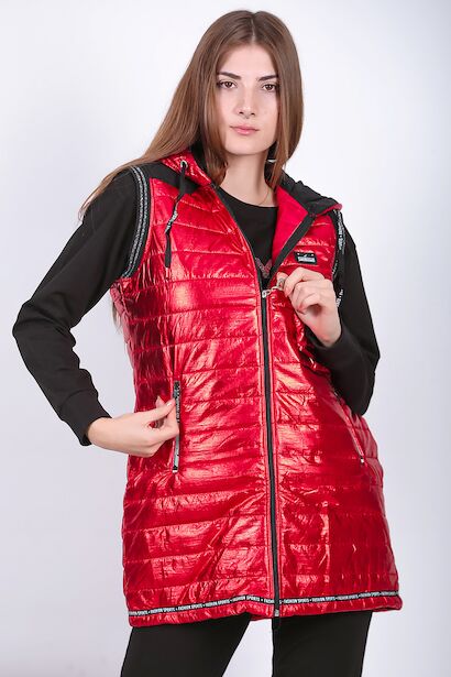 Kadın Parlak Uzun Yelek 