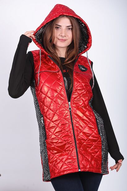 Kadın Parlak Uzun Yelek 