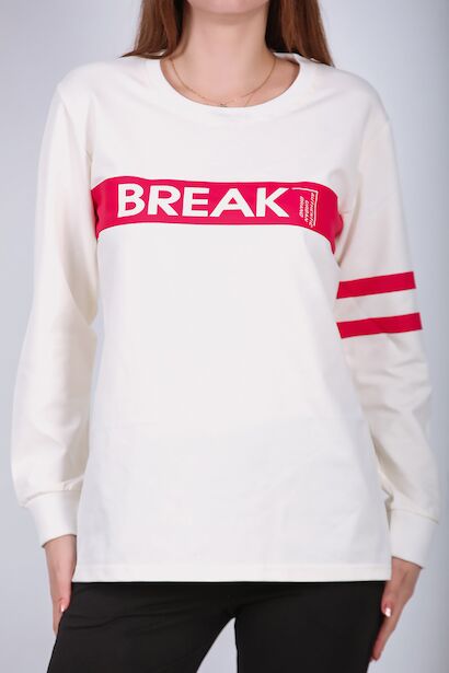 Kadın Bisiklet Yaka Sweat  Ekru 6