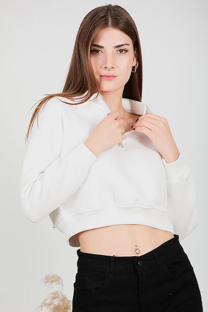Kadın Yarım Fermuarlı Kadın Sweat 