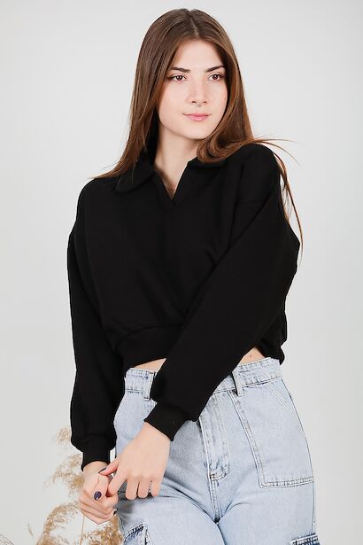 Kadın Üç İplik Kısa Sweat 