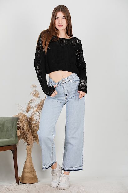 Kadın Bol Paça Püsküllü Pantolon 