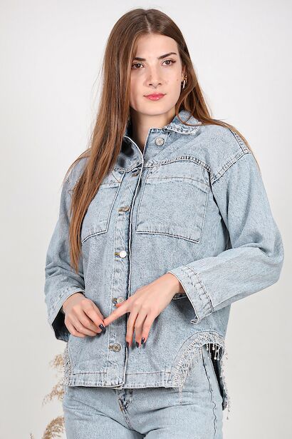 Kadın Taşlı Kot Ceket  Kot 6