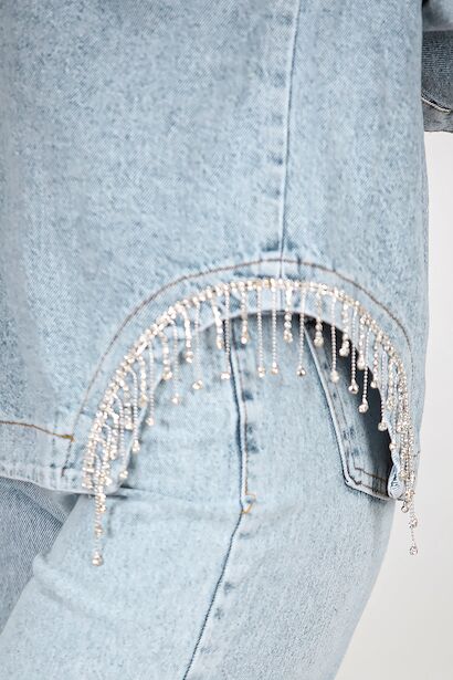 Kadın Taşlı Kot Ceket  Kot 9