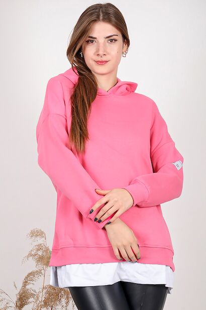 Kadın Üç İplik Arma Detay Garnili Sweat 