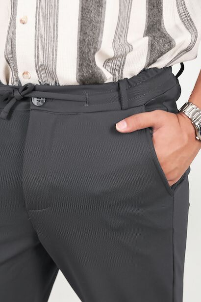 Erkek Düğmeli Jogger Pantolon  Füme 6