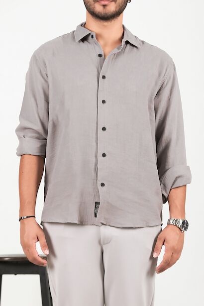 Erkek Oversize Uzun Kol Gömlek  Gri 6